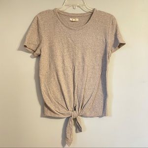 Madewell Grey Knot-Front Knit Tee